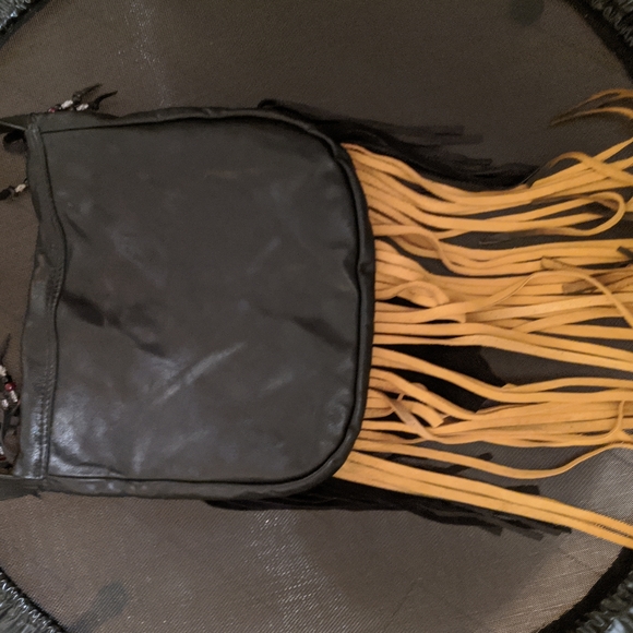 Handmade Boho Leather Bag - Dark Peace - Picture 4 of 8